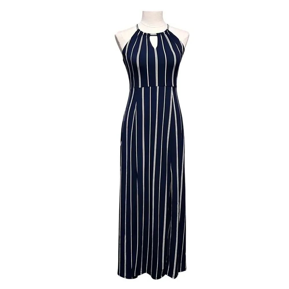 Candies Maxi Dress Women's Blue w/White Stripes Small - Picture 2 of 10
